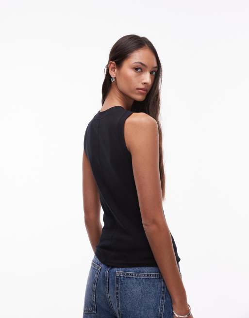 Topshop Tall - Smalle tanktop in zwart, 4 van 4