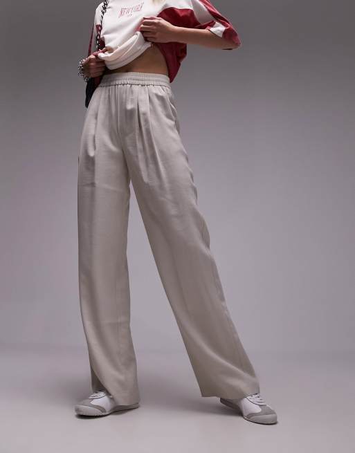 Topshop clean straight leg jogger in ecru