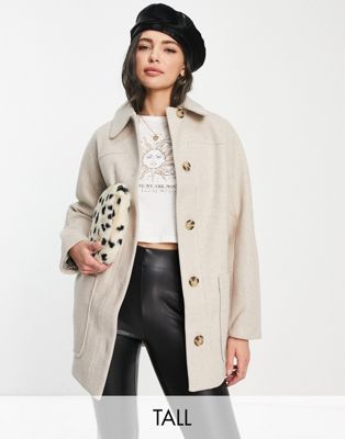 Topshop Tall smart shacket in oatmeal