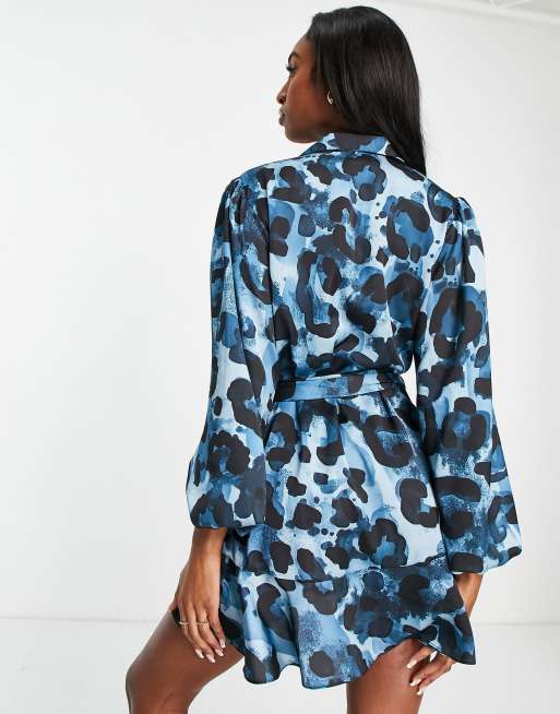 Topshop teal clearance animal print dress