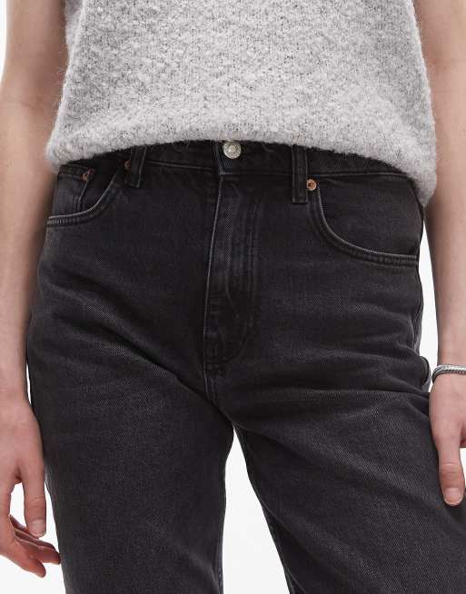 Topshop Tall - Sorte forvaskede lige cropped jeans med mellemhøj talje, 5 af 5