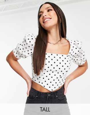 Topshop Tall spot poplin corset top - ASOS Price Checker