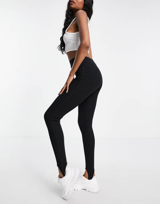 Topshop Tall stirrup legging in black