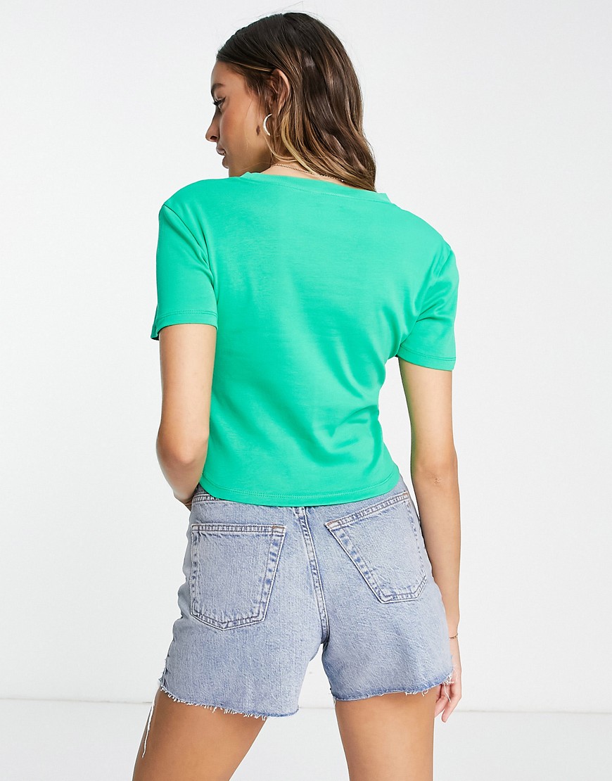Studio - T-shirt mini verde con cuciture - Topshop Tall T-shirt donna  - immagine2