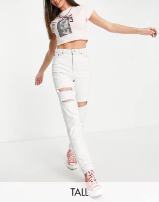 white ripped mom jeans