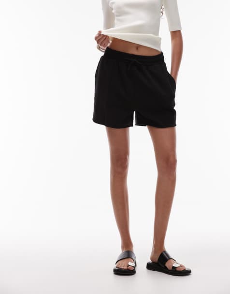 Topshop Tall – Svarta mjukisshorts med stråveck - view 1