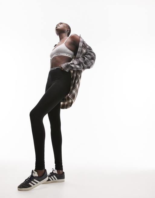Topshop Tall – Svarta stretchiga leggings med logga, 3 av 4