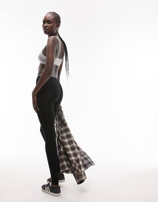 Topshop Tall – Svarta stretchiga leggings med logga, 4 av 4