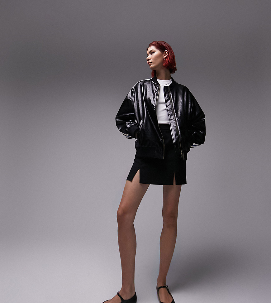 Topshop Tall tailored pelmet mini skirt in black