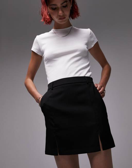 Topshop tailored mini skirt in black - ShopStyle