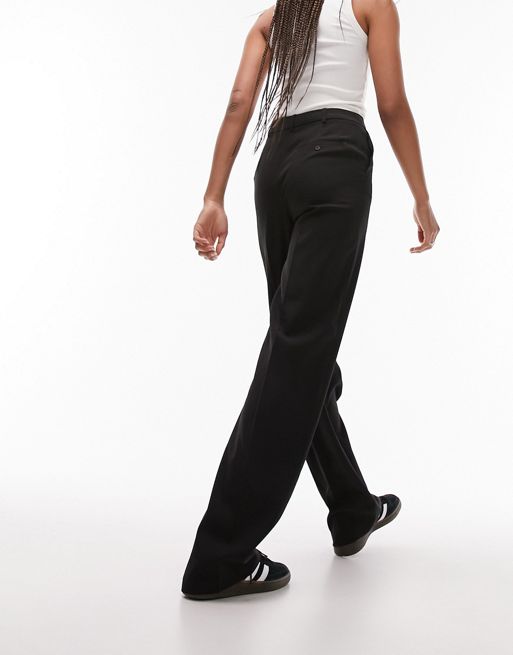 ASOS Topshop tall tailored relaxed wide leg slouch pants in black