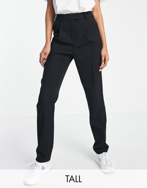 Topshop Tall tailored slim high waisted pleat pants in Black - view 1
