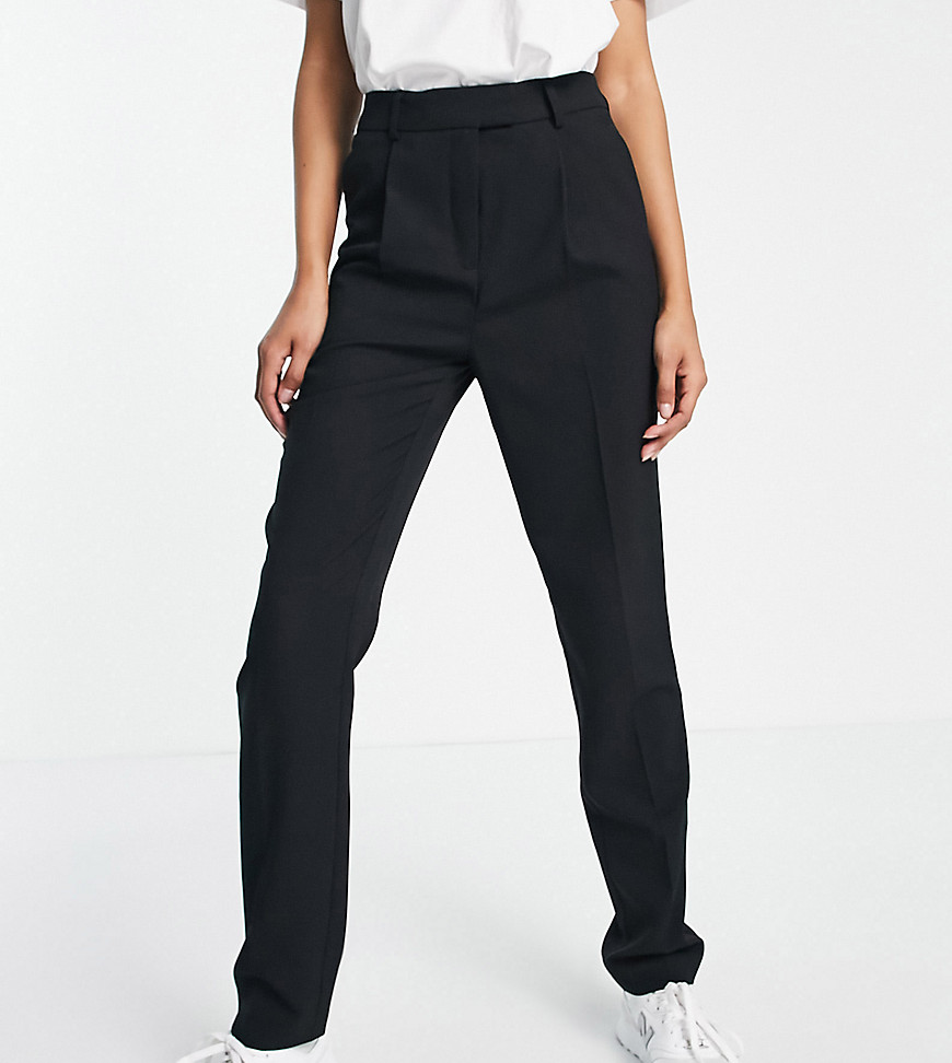 Topshop Tall Tailored slim high waisted pleat trouser in black