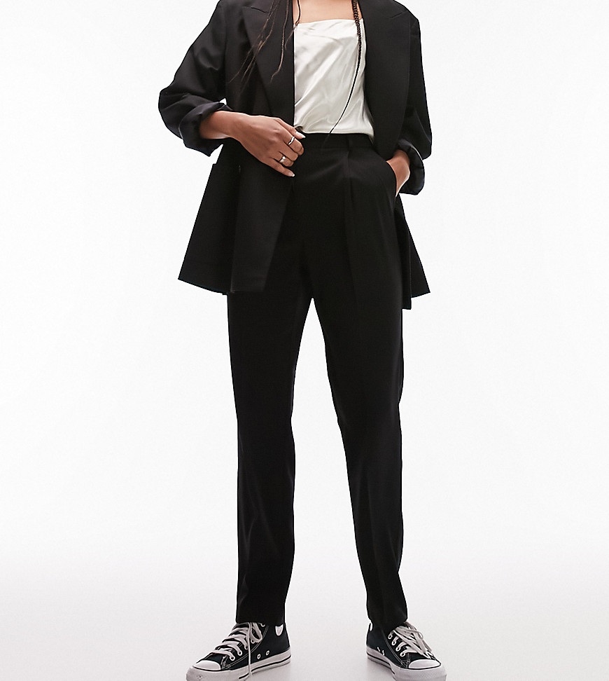 Topshop Tall Tailored Slim Peg-leg Pants In Black