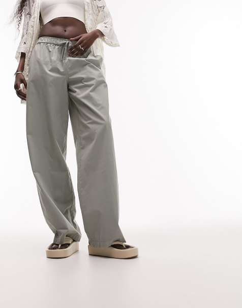 Topshop Tall tie waist relaxed straight leg pants in sage - view 1