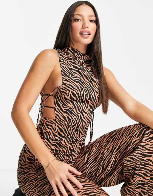 Tiger cheap print jumpsuit