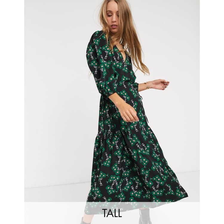 Topshop black floral hot sale midi dress