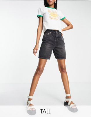 Topshop Tall ultimate Editor short in washed black