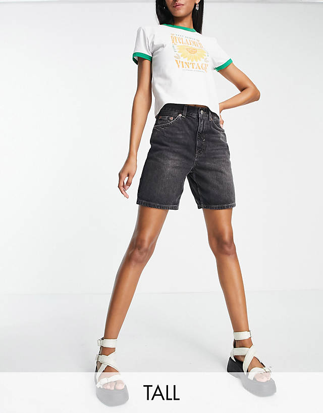 Topshop Tall - ultimate editor short in washed black