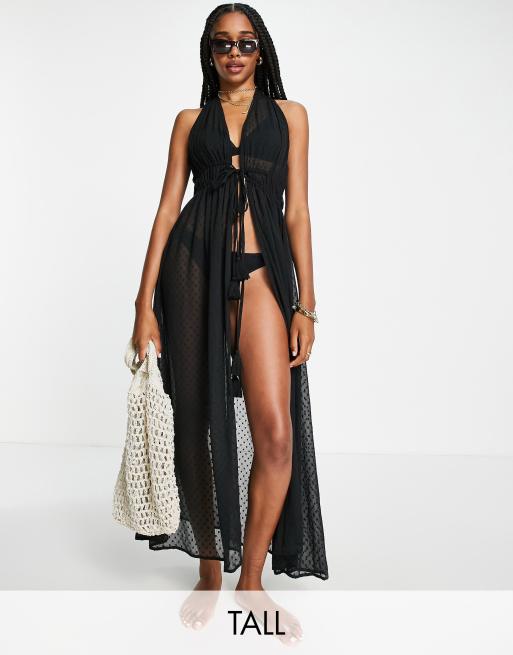 Topshop Tall V tement de plage long transparent pois avec