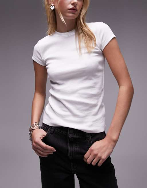 Topshop Tall – Vit, lång, vardaglig T-shirt
