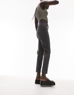 Topshop Tall mom jeans in washed black - ShopStyle