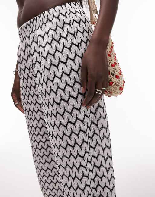 Topshop Tall wide leg knit beach pants in monochrome , 2 of 4