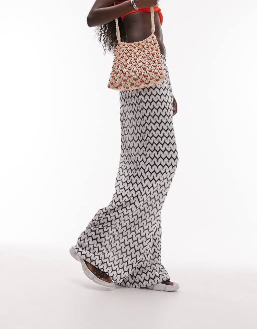 Topshop Tall wide leg knit beach pants in monochrome , 4 of 4