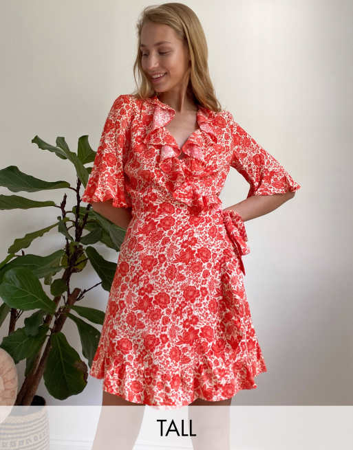 Topshop red 2024 floral dress