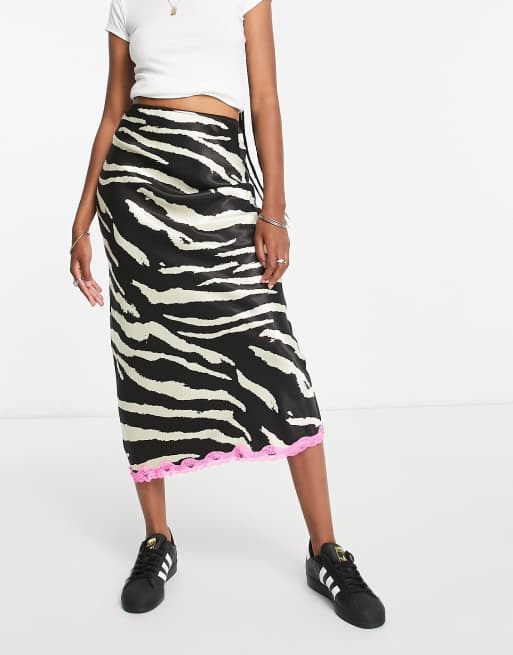 Zebra print shop midi skirt topshop