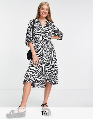 Topshop Tall zebra print shirt dress - ASOS Price Checker