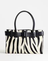 Topshop Tammy hair on real leather belt detail large tote bag in zebra print