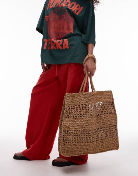 Topshop – Tania – Mała słomkowa torebka typu tote w kolorze naturalnym - view 1