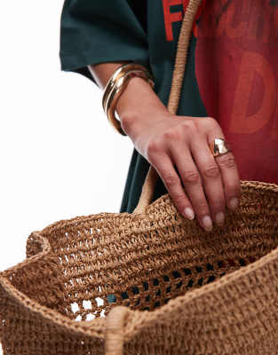 Topshop Tania straw tote bag in natural