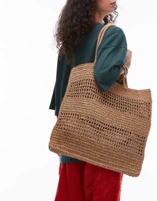 Topshop Tania straw tote bag in natural