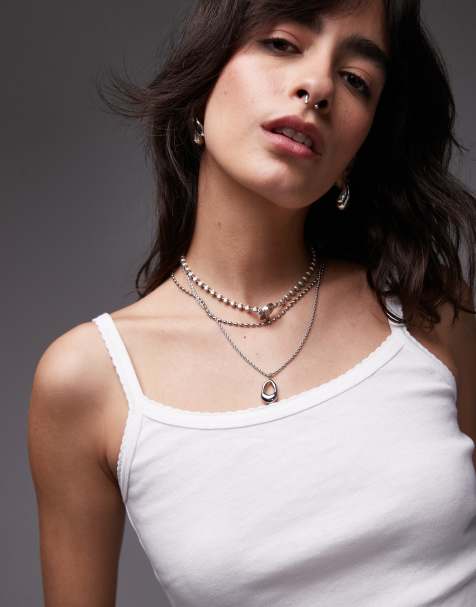 Topshop tank top with scallop trim in white - view 1