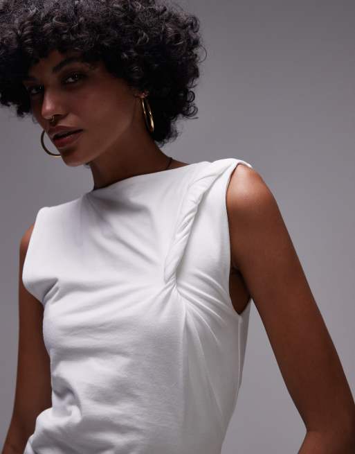 Topshop - Tanktop met geknoopte schouder in ivoorwit, 3 van 4