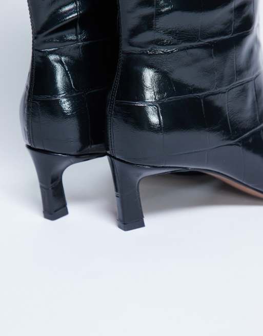 Topshop - Tanya - Bottes montantes effet croco à bout pointu - Noir, 4 de 4
