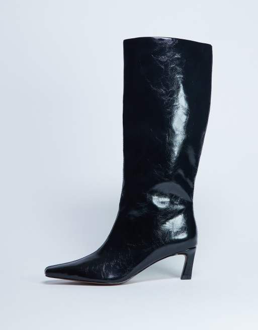 Topshop – Tanya – Czarne botki do kolan z noskami w szpic, 4 z 4