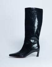 Topshop Tanya point toe knee high boot in black