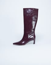 Topshop Tanya point toe knee high boot in burgundy