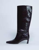 Topshop Tanya point toe knee high boot in dark chocolate