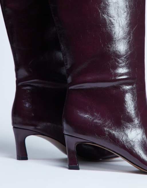 Topshop - Tanya - Stivali al ginocchio a punta bordeaux, 2 di 4