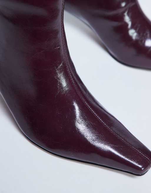 Topshop - Tanya - Stivali al ginocchio a punta bordeaux, 4 di 4
