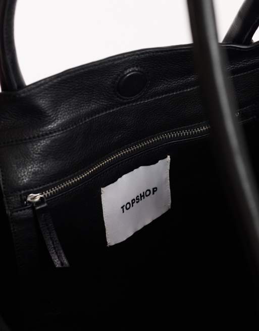 Topshop Tao real leather bowler bag in black, 2 of 4