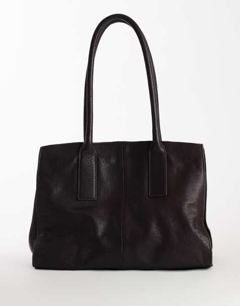 Topshop Tao real leather bowler bag in chocolate - view 1