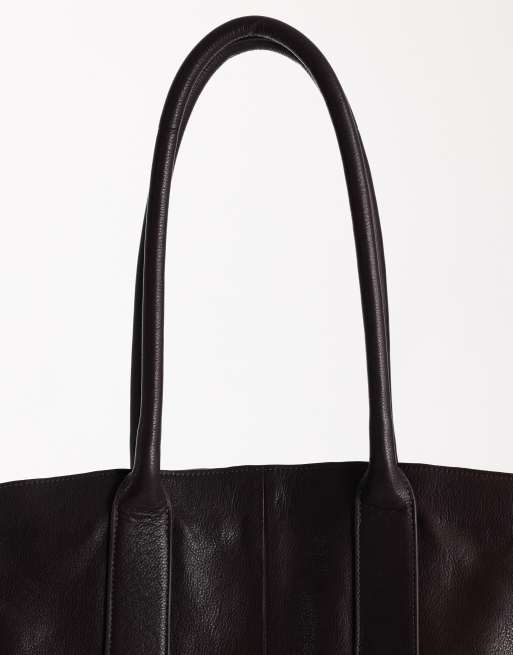 Topshop Tao real leather bowler bag in chocolate, 4 of 4