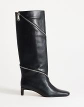 Topshop Tao zip detail knee high boot in black
