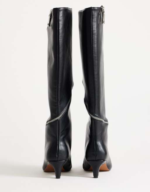 Topshop Tao zip detail knee high boot in black, 4 of 4