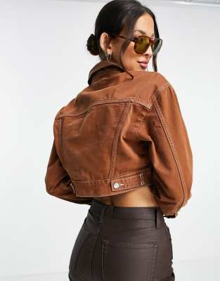 brown denim jacket
